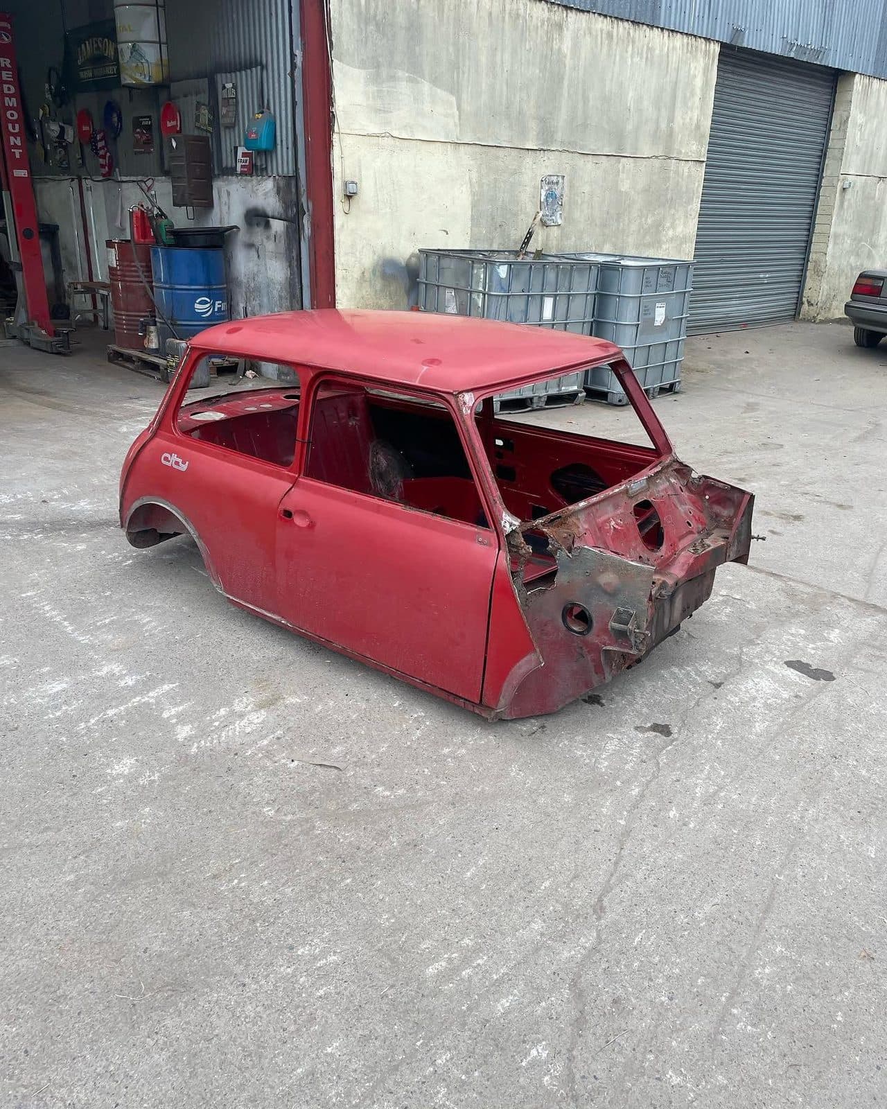 Red Mini City shell with corrosion before restoration